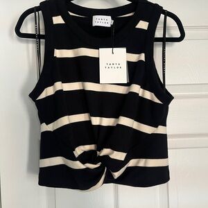Tanya Taylor Imara Black and White Striped Women's Top